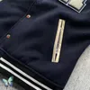 Menselijk gemaakte Varsity Jacket Schapen Tweed Uniform Liefde Borduren Lederen Mouw Heren Dames Baseball Jas W220813