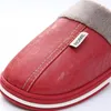 Slippers High Quality Mens Leather Big Size Warm Home Winter Slipper For Men Waterproof Platform Cozy Women