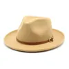 Lyxig stor randen rak randen fedoror hattar för män kvinnor ull lätt matchande nåd kepsar fast färg högkvalitativ jazzhatt hcs168