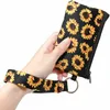 Bomboniera Girasole Porta carte di credito Porta carte di credito con cerniera in PVC Custodia da polso in neoprene Mini braccialetti Portafoglio in neoprene per donne e ragazze