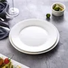 202X16mm Dishes & Plates Modern Design flat Plain White Hotel Restaurant Wedding Banquet Ceramic Porcelain Dinner Plates