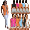 Womens Designer Clothing Summer tops New Fashion Sexy Split Shirt Solid Color Simple Sleeveless Tee