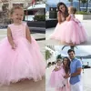 Girl's Dresses Pink Tulle Baby Girl Dress For Birthday Party Girls Pageant Gowns With Big Bow Custom Made Vestidos De FiestaGirl's