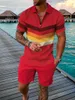 Men's Tracksuits Men's Summer Men's Tracksuit Colorful 2 Pieces Cool Shirt Shorts Set Suit Male Casual Outdoor Clothing Fashion