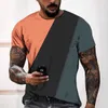 Moda Erkek T-Shirt 3D Dijital Baskı Üç Renk Blok Basit Stil Rahat Kısa Kollu Erkekler Tees Çeşitli Renk Stilleri