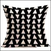 Halloween Jul Svart Vit Kuddväska Geometri Kudde Erar Bomull Linne Pillow ER för bäddsoffa Nordic Throw Case Drop Leverans 2021 Bed