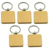 Porte-clés 100 pièces bricolage porte-clés en bois blanc carré sculpté anneau environ 40 X Mmporte-clés Forb22