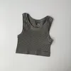 Sexy Women Yoga Outfit Gym Sports Vest Fitness Running Short Vests Solid Color Knitted Tights Yoga Top
