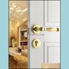 Zamki drzwi pokoju luksusowy nowoczesny złoty blokada światła litego drewna dźwignia wnętrza sypialnia podzielona klamka gałka europejska amerykańska dostawa 2021 hardw