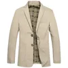 100% Cotton Men Suit Jacket Buttons Pockets Khaki Green Black Casual Street Wear Spring Autumn Male Outwear Slim Man Blazer 220409