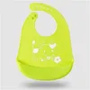 Bavoir en silicone pour enfants Sac de riz imperméable pour bébé Sac de riz imprimé Animal Couleur unie Bavoirs réglables 4 59st T2