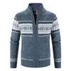 Hommes chandails automne hiver Cardigans hommes pull tricoté veste mode impression col montant manteau épais vêtements d'extérieur chauds hommes hommes