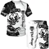 Men's Tracksuits Magliette a manica corta bianche da uomo con tatuaggio animale estivo the lion t-shirt e pantaloncini scollo v stampati