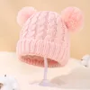 Baby flickor stickade mössa mössa barn virkning pompom beanies hatt dubbel päls boll hattar barn stickar utomhus skalle mössor småbarn spädbarn tillbehör m4189