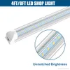 CNSUNWAY Lighting 50st LED Shop Light 8ft Tube Lights 6500k Cold White V Form Clear Cover Hight Output Linkable Shops Lights For Garage