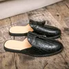 Sandals Mules Black Patent Leather Crocodile Men Shoes For Man Fashion Loafers Designer Luxury Casual Slip On