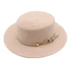 Solid Color Straw Hat Men's And Women's Summer Outdoor Sunscreen Panama Caps Retro Flat Breathable Top Hat HCS174