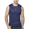 Men Tops Ice Silk Vest Outer Wear QuickDrying Mesh Hole Breathable Sleeveless T Shirts Summer Cool Beach Travel Tanks D220615