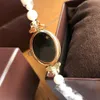 Catena di perle ovali Champagne Women039S orologio oro Modofgold Mini quarzo Watch266P8607485