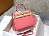 25 cm handgemaakte luxe tas vrouwen ontwerper portemonnee handtas Epsom lederen waslijn stiksel roze paarse kleuren groothandelsprijs