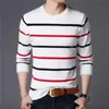 Men's Sweaters Spring Autumn Sweater Men Fashion Casual Striped Knitted O Neck Pull Homme Cotton Knitwear Pullover ClothingMen's