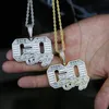 Chains Summer Iced Out Letter Crazy Pendant Necklace Paved Full Cubic Zirconia Cz Hip Hop Men