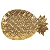 Rätterplattor Golden Pastry Heart Plate Frukt Keramik Ananasform Förvaring Bricka Smycken Köksartiklar