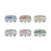 INS Top Sell Wedding Rings smycken Sterling Sier Princess Cut Multicolor 5A Cubic Zircon Sapphire Cz Diamond Promise Party Women