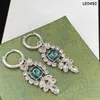 Luxury Gem Letter Charm Earrings Dinner Party Show Eardrops Ladies Emerald Crystal Pendant Studs With Gift Box