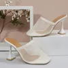 38 Sandaler damer Storlek Kvinnor Fashion Summer Solid Color Hollow Breattable Mesh High Heel Sports Womensandals 98585 Sandaler