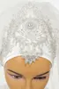Muslim Wedding Bridal Veils 2022 Rhinestones Crystals Bridal Hijab Head Covering Elbow Length Islamic Turban for Brides 2Layers H4428479