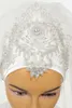 Muslimska bröllop Brudslöjor 2022 Rhinestones Crystals Bridal Hijab Head som täcker armbågslängd Islamisk turban för brudar 2layers H3434502