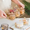 Dried Fruit Salad Plate Snack Dishes Transparent Round Dessert Jar Dish Snacks Grid Food Storage Preserved Tray Box Lid Bowl 220518