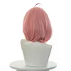 L-email wig Synthetic Hair Anime Spy Family Anya Forger Cosplay Perücken 40cm Pink Bobo Damen Hitzebeständig 220525