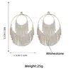 Dangle & Chandelier Exaggerated Golden Tassel Earrings Ladies Fashion Silver Color Inlaid Rhinestone Large Big Dangling For Women JewelryDan