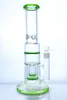 9mm thickness New Glass bong hookah smoking pipe glass water with 2 percs 1 splash guard 16 inches high GB-254-1
