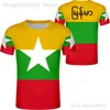 Myanmar T Shirt Ücretsiz Özel Yapım İsim Numarası Mya T-Shirt Nation Flag MM Cumhuriyeti Burma Burma Ülke Baskı Po Giyim 220702