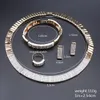 Nieuwe Dubai Crystal Gold vergulde ketting Bracelet oorbellen Ring Sets Nigeriaanse bruiloft Afrikaanse kostuumset set