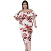 Plus Size Dresses Large Women Clothing Midi Summer Vintage Off Shoulder Dress Bodycon Sexy Drop Wholesale