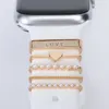 Luxury Metal Charms Decorative Ring Straps Decoration Diamond Ornament Bracelet Silicone Strap Accessories For Apple iWatch Samsung Watch 4 Xiaomi Huawei band