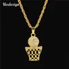 Whole 70cm Long New Basketball and Basket Alloy Charms Pendant Necklace Gold Chains for Mens HipHop Bling Bling Gift Box27517466817