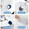 Silicone Toilet Brush With Holder Set Long Handled Round TPR Cleaner Brushes White Wall Mounted Drain Wc Bathroom Accessories 220815