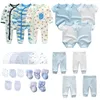 Giyim setleri 0-3-6 ay doğumlu kız pembe set 27pcs bodysuits pantolon şapka eldiven çoraplar erkek bebek pamuklu giysiler takım elbise bebek doğum hediyesi