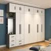 Furniture Nordic mirrored wardrobe modern simple and economical assembly four or five door panel small apartment bedroom overall l7508188