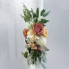 2pcs Luxo de luxo personalizado Rosa Rosa Artificial Flores de casamento Row Arco decoração de fundo parede de flores Arranje janela exibir planta falsa planta