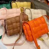 Top Crossbody Bag 7a Kassetten Bottevenets gewebt Intrecciato Handtasche Leder Nische Kleine quadratische HighH2BT