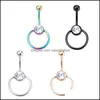 Navel Bell Button Rings Body Jewelry 4Pcs/Lots Stainless Steel Czech Drill Round Puncture Ornament Dhdow