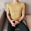 2022イギリススタイルの男性夏の高品質のアイスシルクTシャツ/男性スリムフィットレター短袖TシャツレジャートップS-4XL Y220630