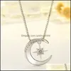 Pendanthalsband Guld Sier Fashion Light of Stars and Moon Charm Necklace Delicate Clavicle Rhinestone Chain for Women C Carshop2006 DHTVP