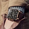 OLEVS Oryginalny zegarek dla mężczyzn Top Brand Luksusowe Hollow Square Sport Watches Fashion skórzany pasek Wodoodporny kwarcowy kwarcowy Wristwatch 220530